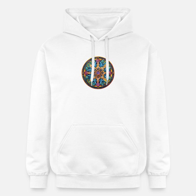 Étoile de Feu de Mandala - Sweat à capuche Softstyle® Gildan Unisexe - blanc