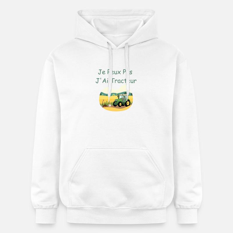 Je Peux Pas J'ai Tracteur - Sweat à capuche Softstyle® Gildan Unisexe - blanc