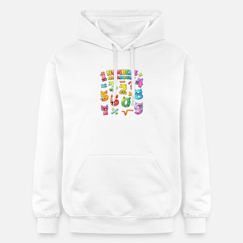 Rainbow Math Faces & Nombres - Sweat à capuche Softstyle® Gildan Unisexe - blanc