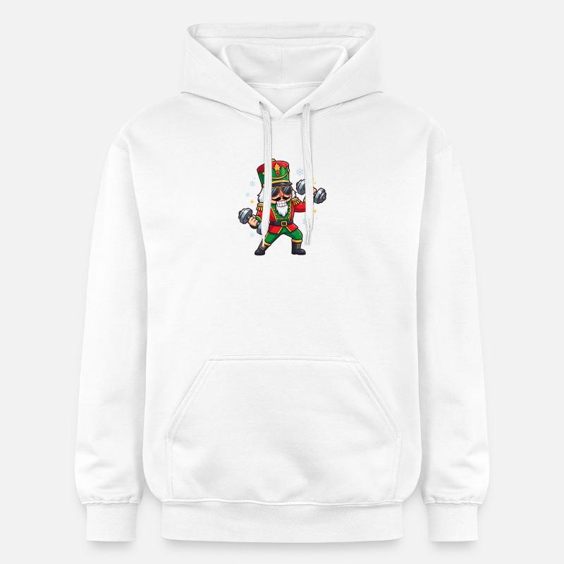 Casse-Noisette de Noël : Haltérophilie Drôle - Sweat à capuche Softstyle® Gildan Unisexe - blanc
