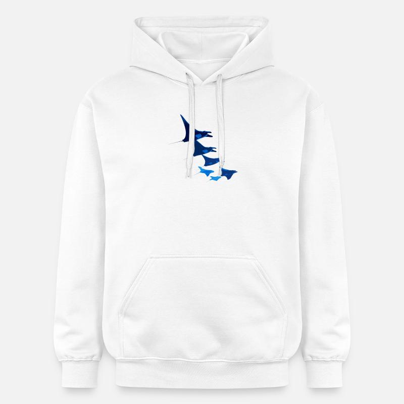 Manta Ray, Devil Ray, Stingray, Diver - Gildan Unisex Softstyle® Midweight Hoodie - white