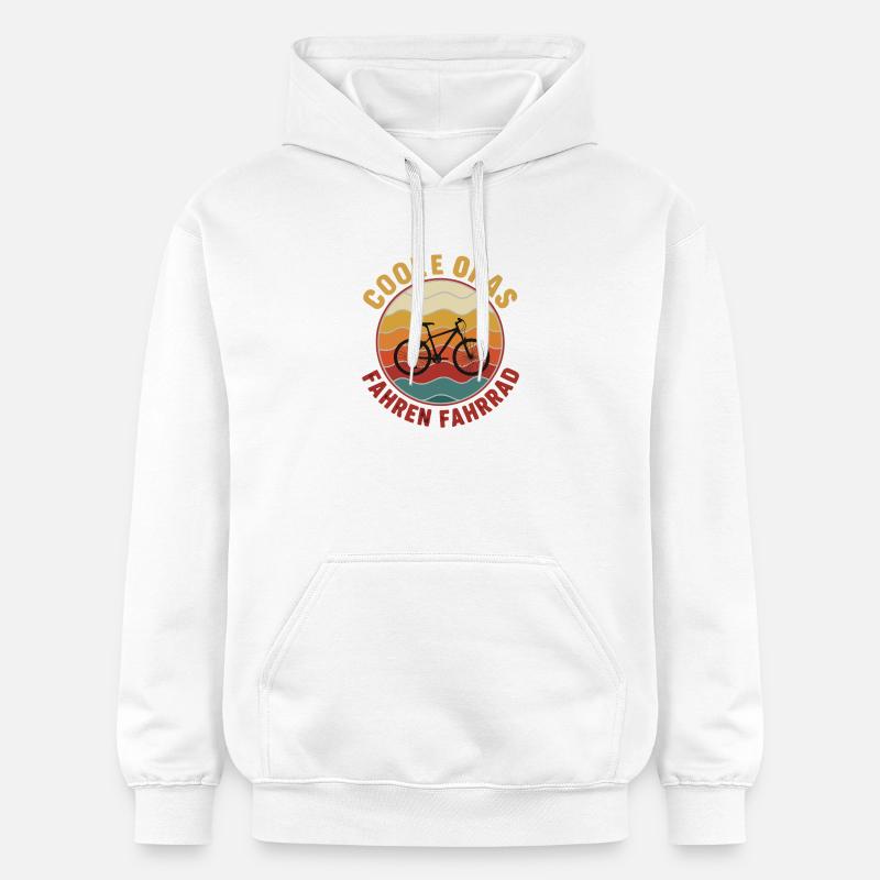 Des grands-pères cool faisant du vélo - Sweat à capuche Softstyle® Gildan Unisexe - blanc