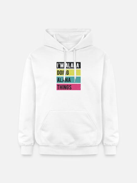 Jeg er Alana, der laver Alana-ting retrofarver - Gildan Softstyle® Midweight unisex-hoodie - hvid