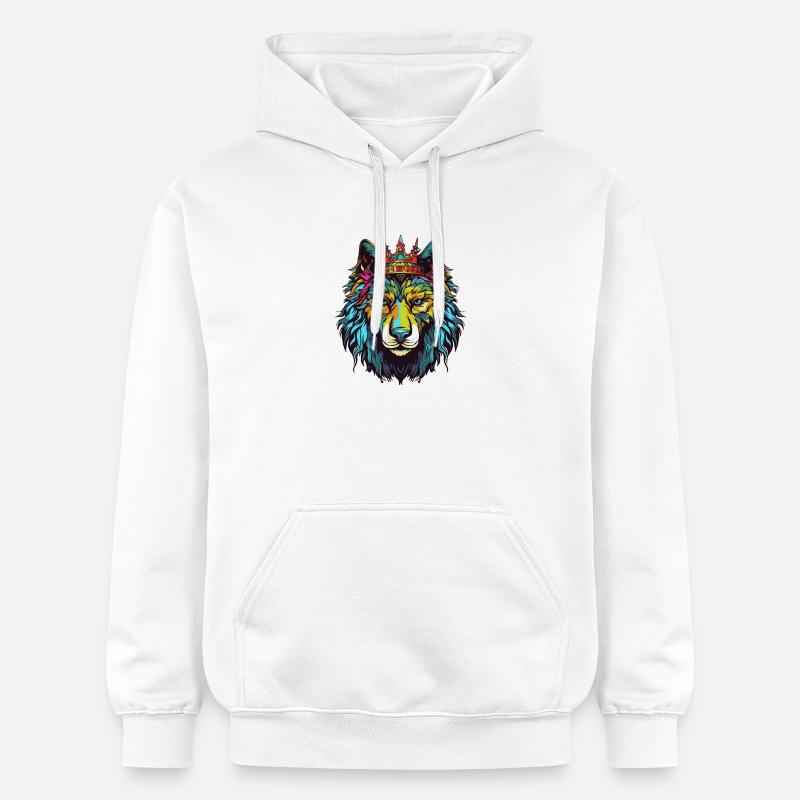 Couronne de bande dessinée Wolf - Sweat à capuche Softstyle® Gildan Unisexe - blanc
