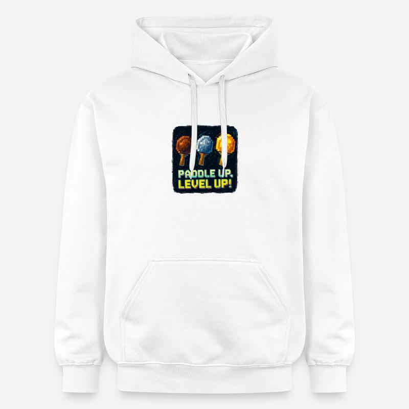 Paddle Up, Level Up Ping Pong - Sweat à capuche Softstyle® Gildan Unisexe - blanc