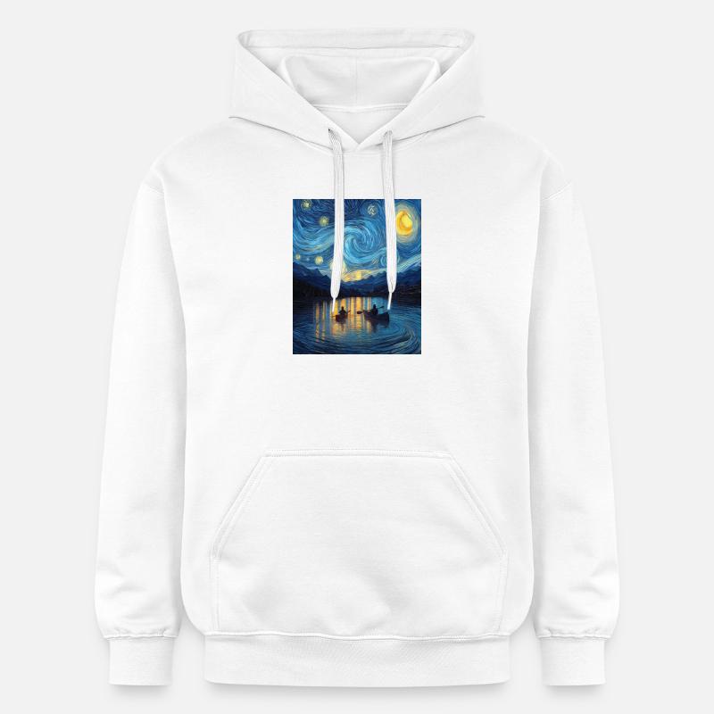 Kayak Van Gogh Nuit étoilée - Sweat à capuche Softstyle® Gildan Unisexe - blanc