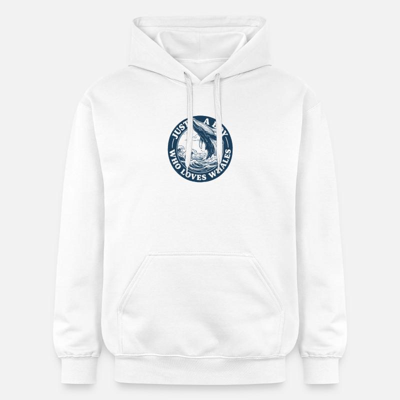 Garçon aime l’emblème des baleines - Sweat à capuche Softstyle® Gildan Unisexe - blanc