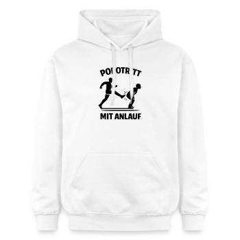 popotritt mit anlauf - Gildan Unisex Softstyle® Midweight Hoodie - Weiß - Vorne - Liana (172cm) & Jaron (178cm)