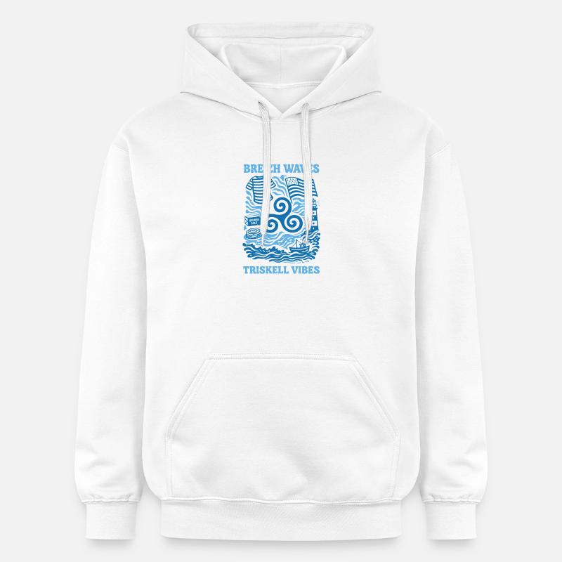 Bretagne Triskell Vagues Design Breton Marin - Sweat à capuche Softstyle® Gildan Unisexe - blanc