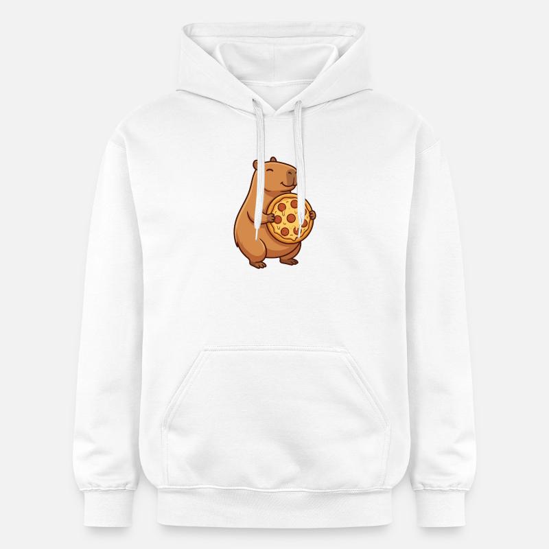 Capybara avec pizza - Sweat à capuche Softstyle® Gildan Unisexe - blanc