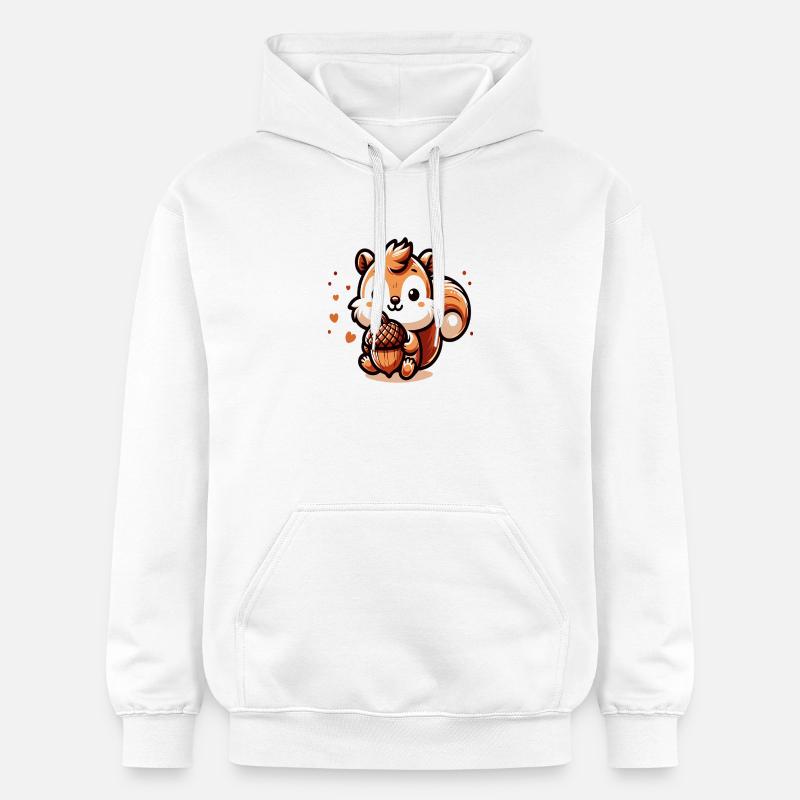 Süßes Eichhörnchen mit Herz-Eichel - Gildan Unisex Softstyle® Midweight Hoodie - Weiß