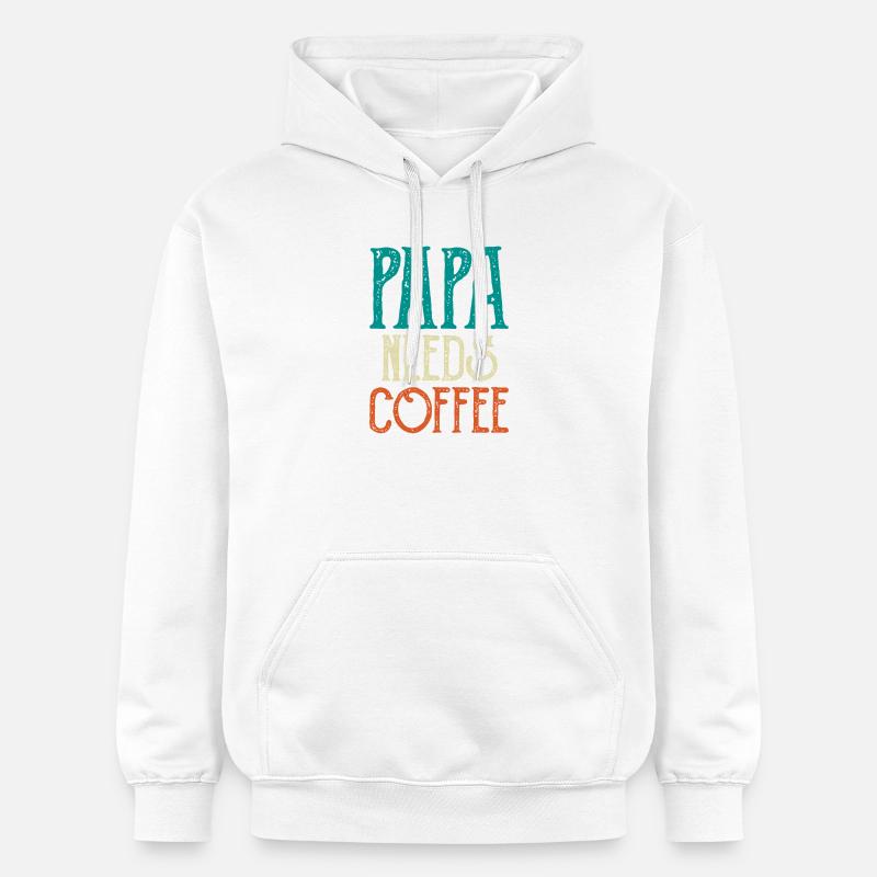 Papa a besoin de café - Sweat à capuche Softstyle® Gildan Unisexe - blanc