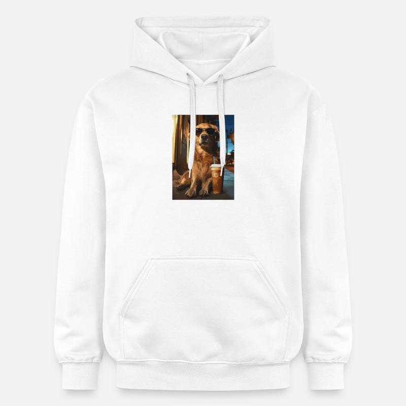 Golden Retriever avec café glacé - Sweat à capuche Softstyle® Gildan Unisexe - blanc