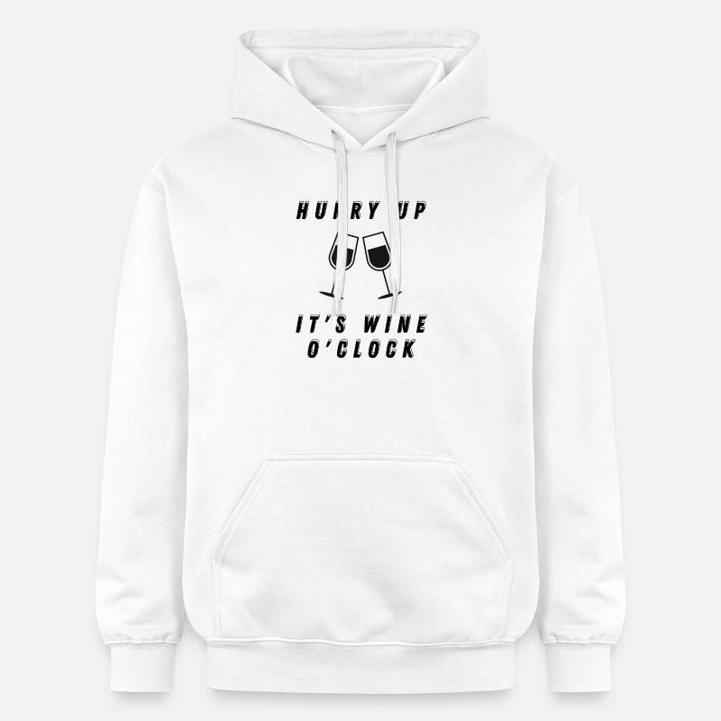 Dépêche-toi, c’est l’heure du vin - Sweat à capuche Softstyle® Gildan Unisexe - blanc
