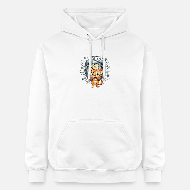 Chat steampunk devant Clockwork - Sweat à capuche Softstyle® Gildan Unisexe - blanc