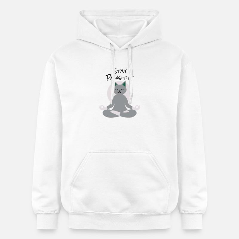 Chat méditant – Calm Zen Kitty Design - Sweat à capuche Softstyle® Gildan Unisexe - blanc