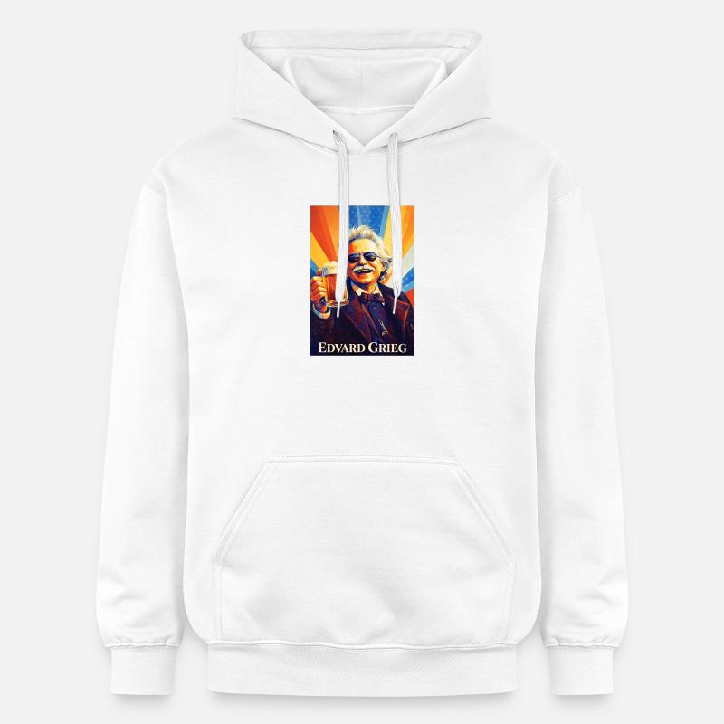 Compositeur rétro avec verre à bière - Sweat à capuche Softstyle® Gildan Unisexe - blanc