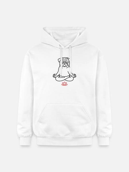 Mops Hund Zen Ausmalbild - Gildan Unisex Softstyle® Midweight Hoodie - Weiß