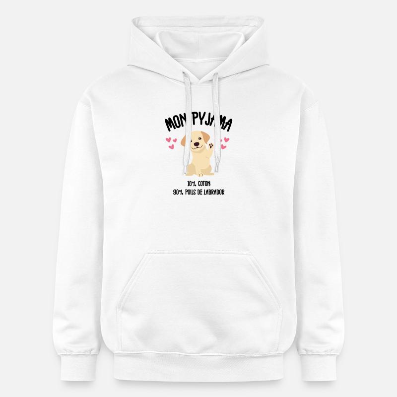 Pyjama Chien Labrador Humour  - Sweat à capuche Softstyle® Gildan Unisexe - blanc
