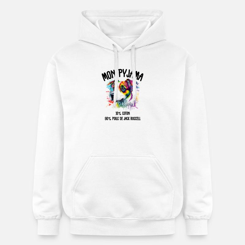 Pyjama Chien Jack Russell Humour - Sweat à capuche Softstyle® Gildan Unisexe - blanc