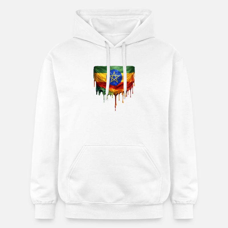 Drapeau éthiopien dans l’art en chute - Sweat à capuche Softstyle® Gildan Unisexe - blanc