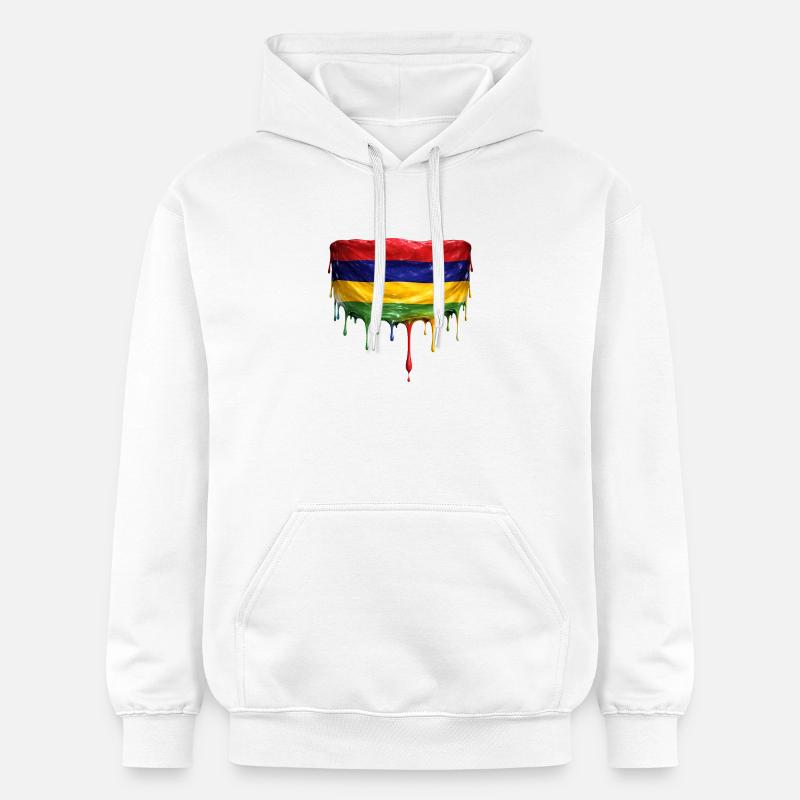 Art du drapeau de Maurice - Sweat à capuche Softstyle® Gildan Unisexe - blanc
