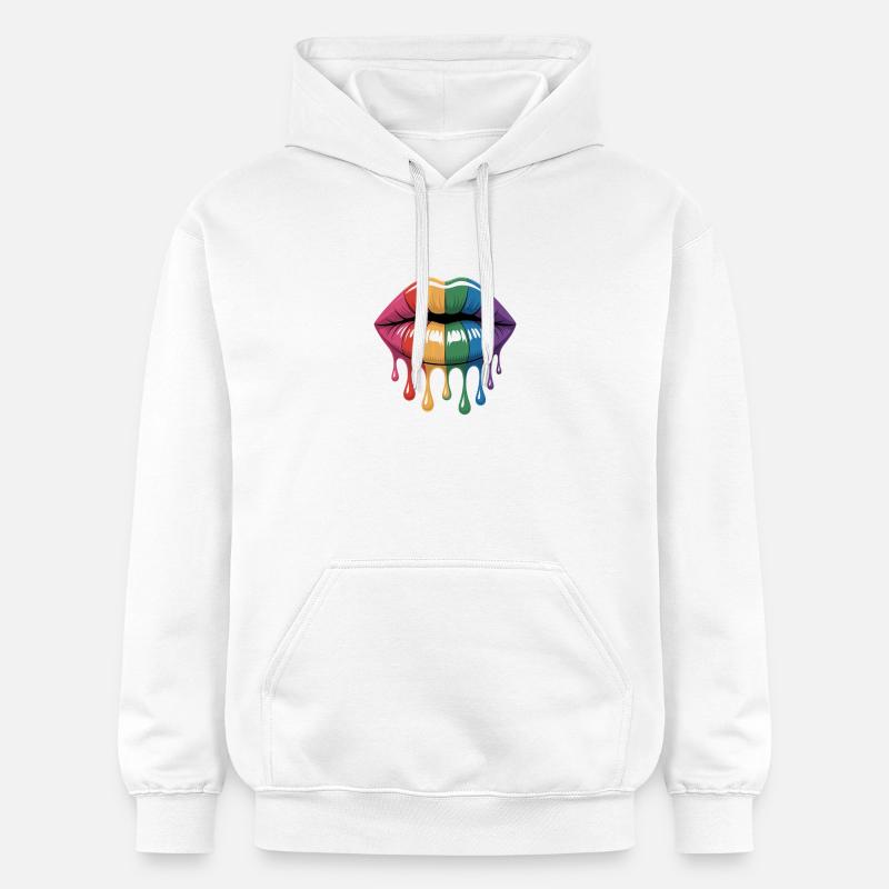 Rainbow Lips Drops lgbtqia+ - Sweat à capuche Softstyle® Gildan Unisexe - blanc