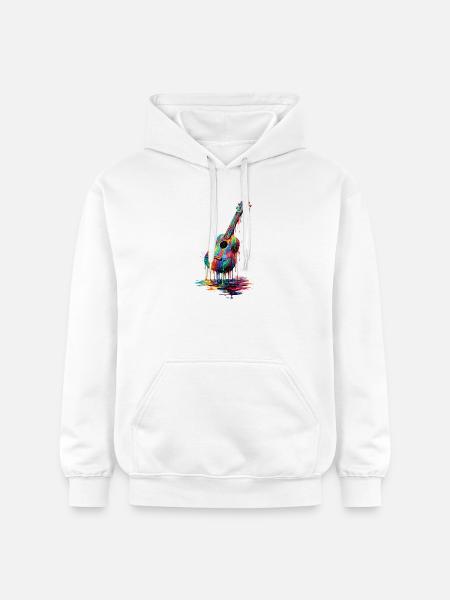 Ukulele med dryppende maling - Gildan Softstyle® Midweight unisex-hoodie - hvid