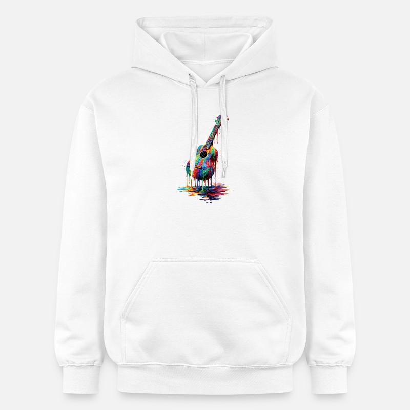 Ukulele with dripping paint - Gildan Unisex Softstyle® Midweight Hoodie - white