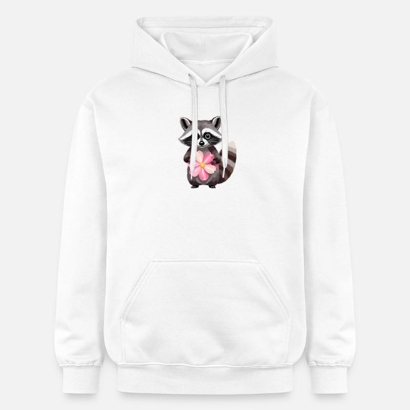 Raton laveur câlin avec une fleur - Sweat à capuche Softstyle® Gildan Unisexe - blanc