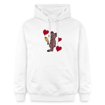 Teddy Eis Eiskrem Kinder Kind  Bär Herzen - Gildan Unisex Softstyle® Midweight Hoodie - white - Front - Liana (172cm) & Jaron (178cm)