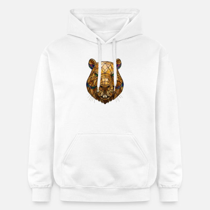 Vitraux Capybara Portrait en mosaïque - Sweat à capuche Softstyle® Gildan Unisexe - blanc