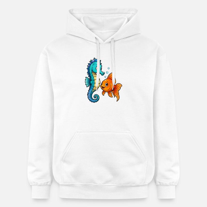 Les hippocampes des Amis sous-marins - Sweat à capuche Softstyle® Gildan Unisexe - blanc