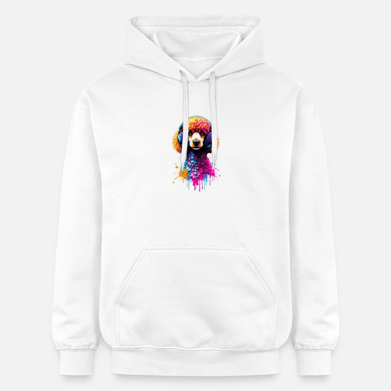 Caniche avec un casque - Sweat à capuche Softstyle® Gildan Unisexe - blanc
