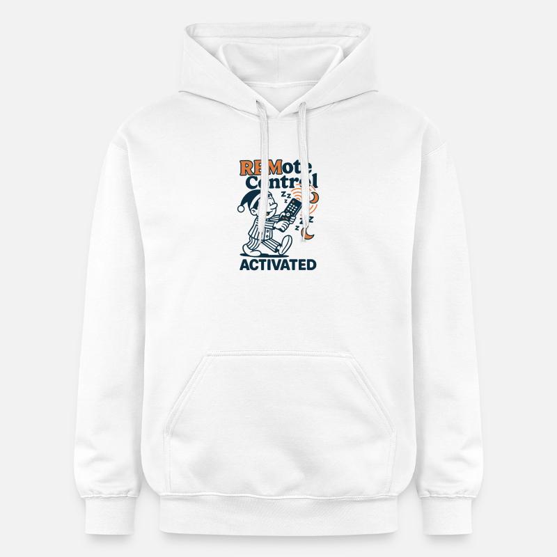 Télécommande de veille | Humour somnambule - Sweat à capuche Softstyle® Gildan Unisexe - blanc