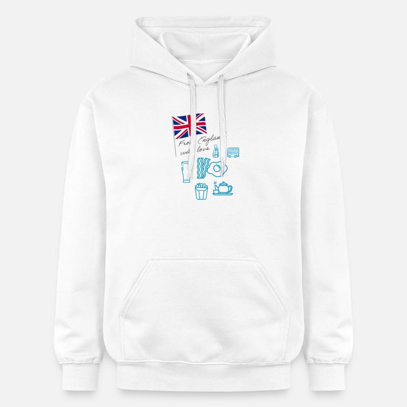 EXANGLIA (Texte bleu + gris) - Sweat à capuche Softstyle® Gildan Unisexe - blanc