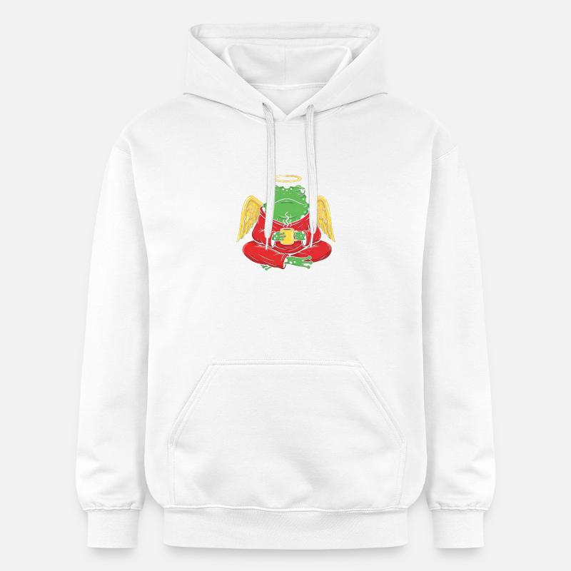 EngelFrosch mit Kaffeetasse - Gildan Unisex Softstyle® Midweight Hoodie - Weiß