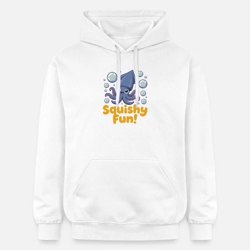 Illustration de calmar Squishy Fun - Sweat à capuche Softstyle® Gildan Unisexe - blanc