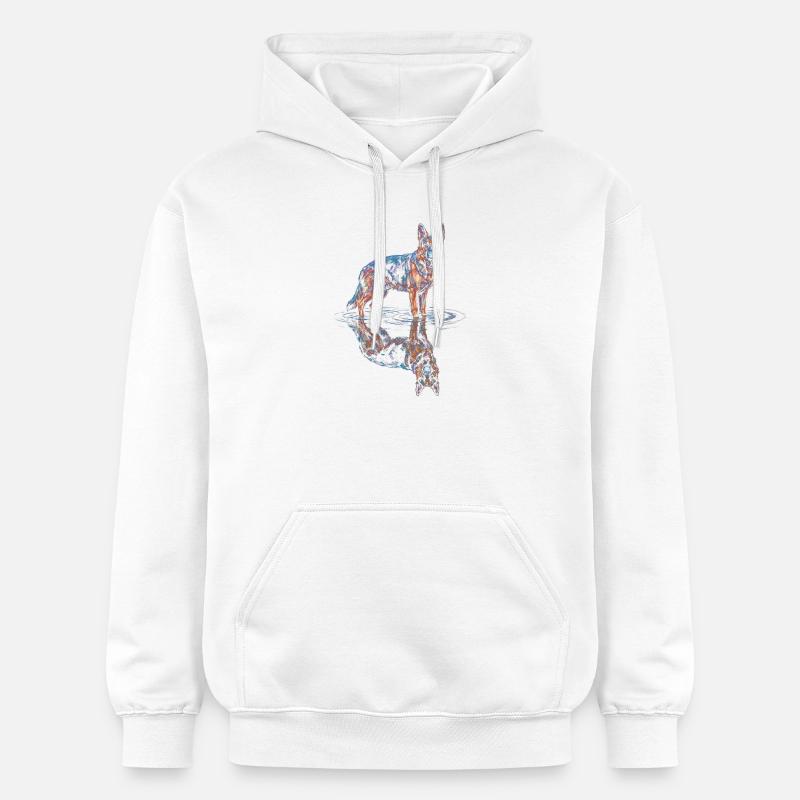 German Shepherd with Water Reflection - Gildan Unisex Softstyle® Midweight Hoodie - white