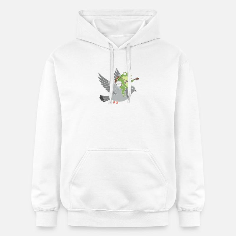 Guitariste grenouille sur Pigeon - Sweat à capuche Softstyle® Gildan Unisexe - blanc