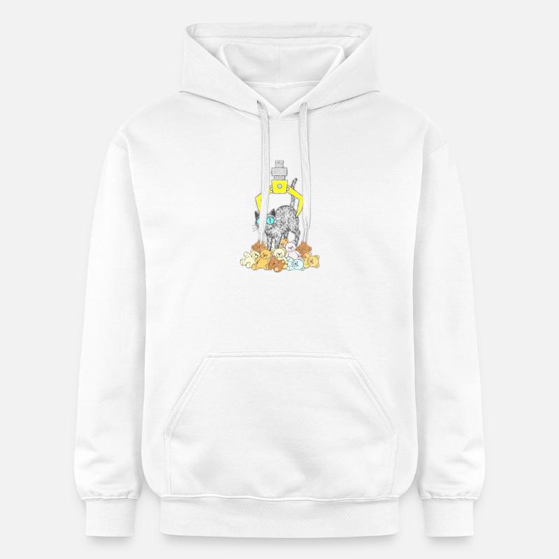 Chat noir sous griffe jaune - Sweat à capuche Softstyle® Gildan Unisexe - blanc