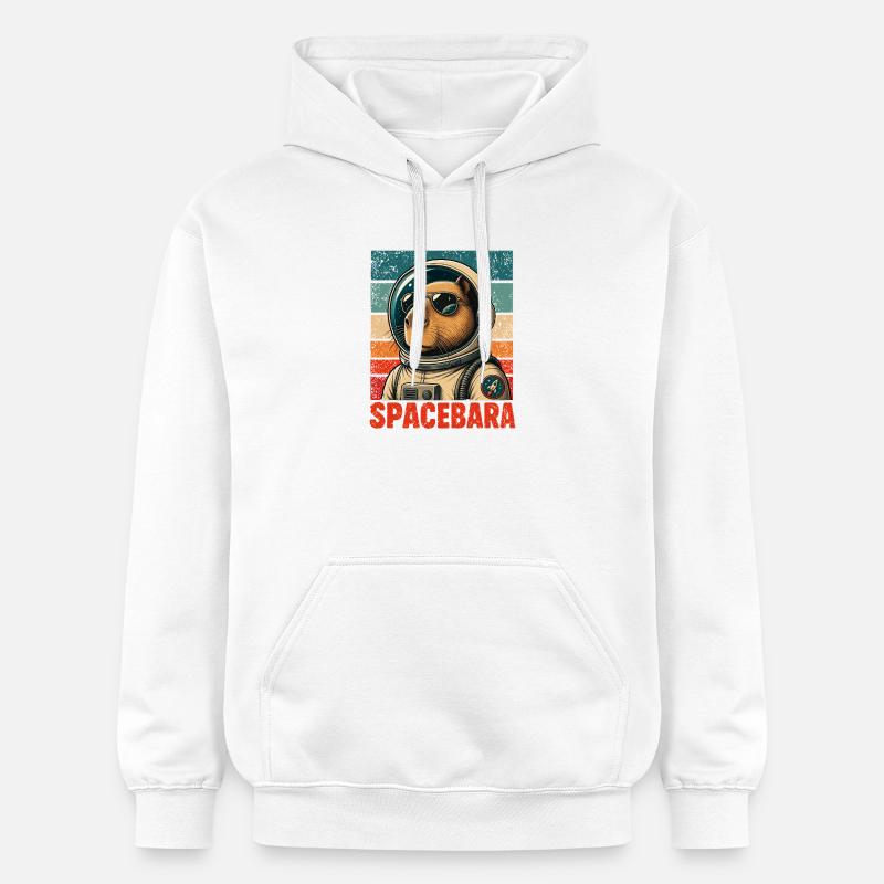 Spacebara Capybara Astronaut Space Retro - Sweat à capuche Softstyle® Gildan Unisexe - blanc