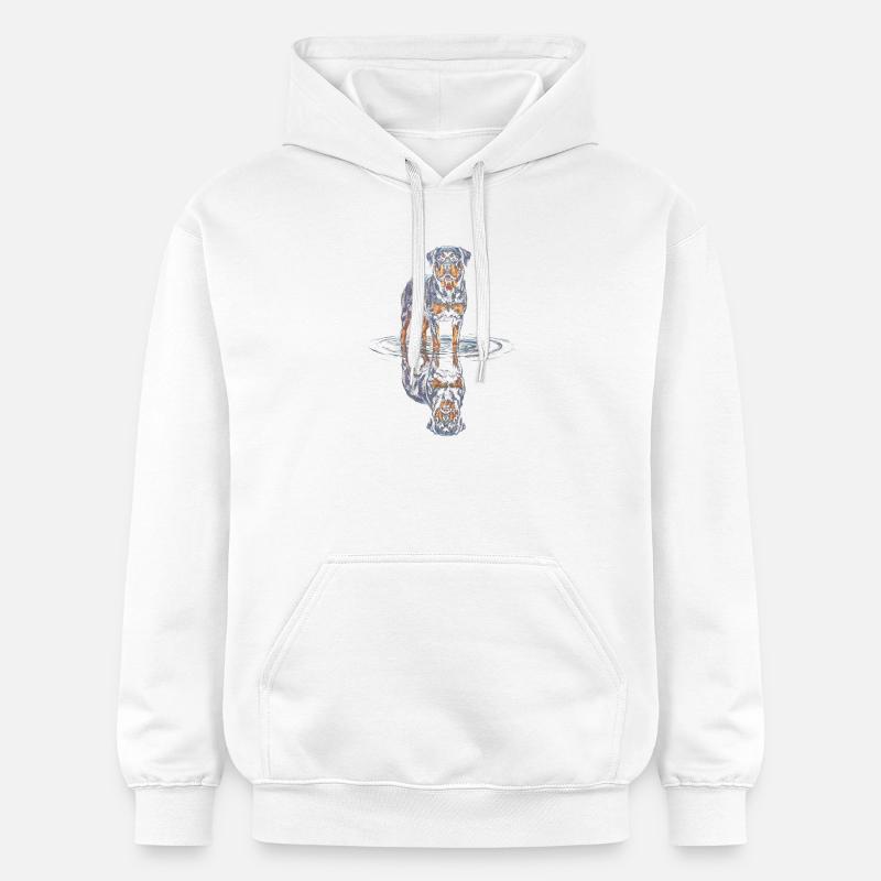 Rottweiler avec réflexion de l’eau - Sweat à capuche Softstyle® Gildan Unisexe - blanc