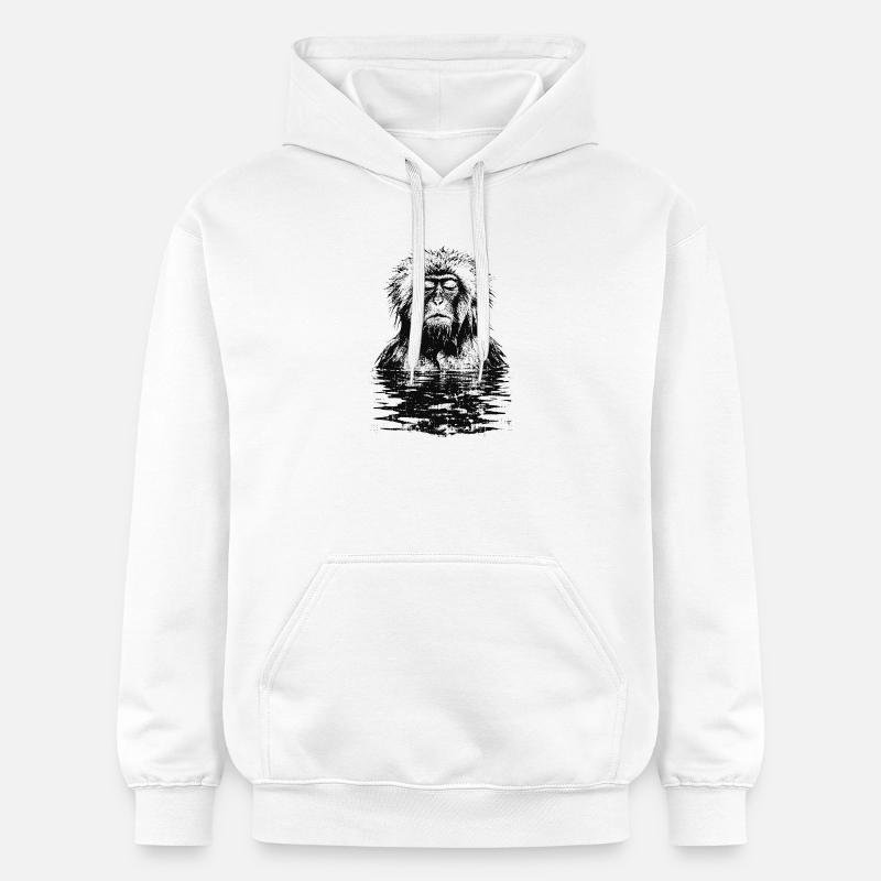 Onsen Macaque Monkey - Sweat à capuche Softstyle® Gildan Unisexe - blanc