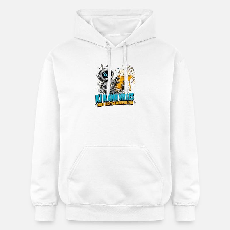 Roboter Bier Spruch - Gildan Unisex Softstyle® Midweight Hoodie - Weiß