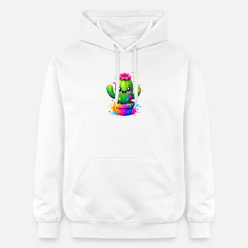 Cactus Joyeuses Fleurs Éclaboussurées - Sweat à capuche Softstyle® Gildan Unisexe - blanc