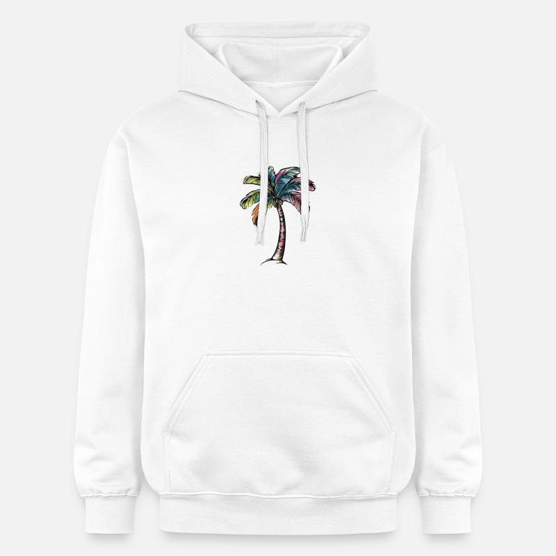 Plage de Palm Tree - Sweat à capuche Softstyle® Gildan Unisexe - blanc