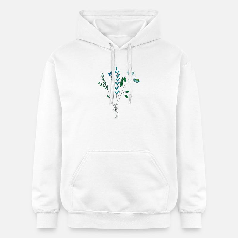 fleur prairie tons bleus fleurs sèches - Sweat à capuche Softstyle® Gildan Unisexe - blanc