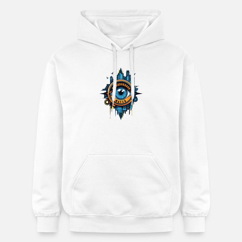 Œil de surveillance de quartier - Sweat à capuche Softstyle® Gildan Unisexe - blanc