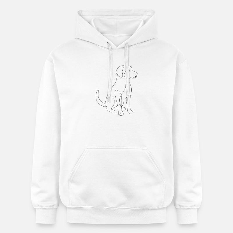 Dessin au trait - Chien - Sweat à capuche Softstyle® Gildan Unisexe - blanc